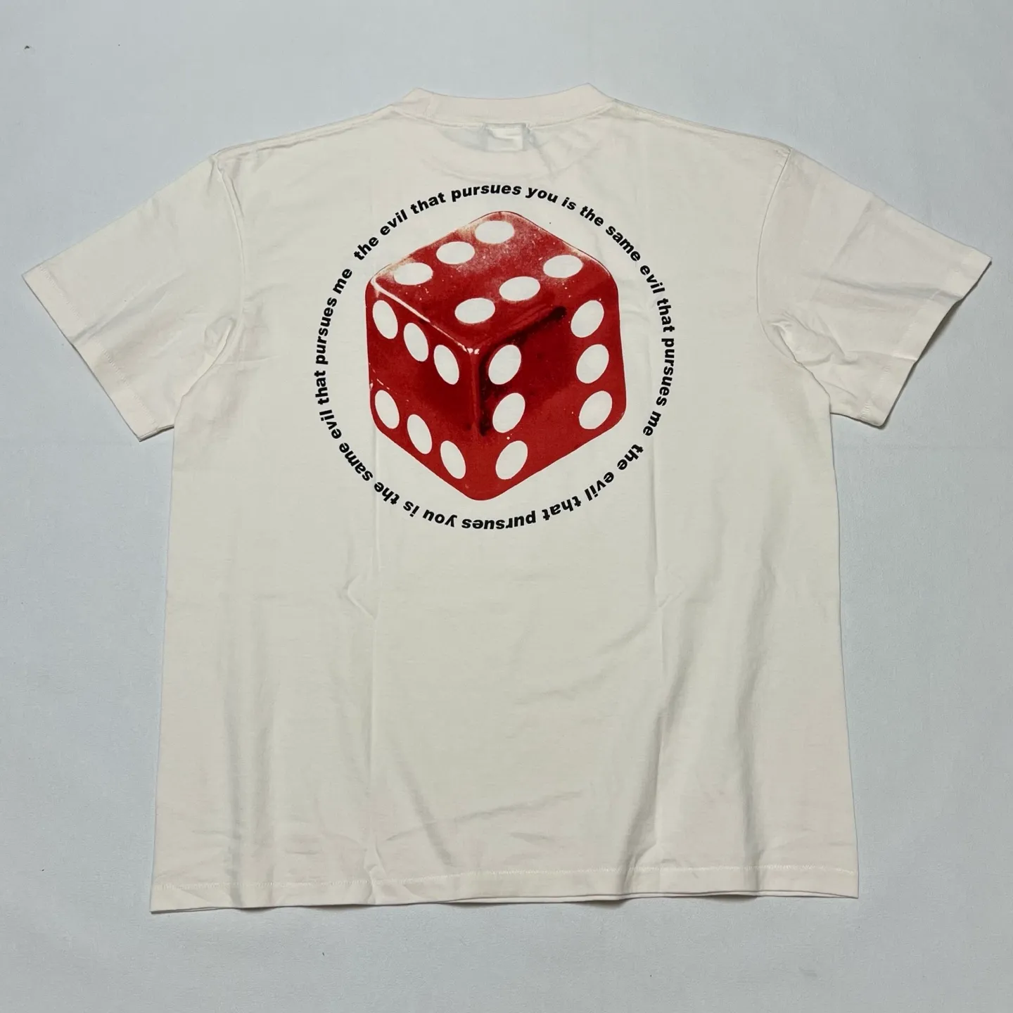 SAINT Mxxxxxx CIRCLE TEE/WHT SAINT dice printed washed short sleeves off-white S-XL cylindrical side seam fabric high weight cylindrical woven tee original development highly restored printing VINTAGE black label/wash label code correct/tag code correct Invincible details Top purchasing level